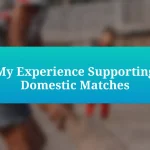 My Experience Supporting Domestic Matches