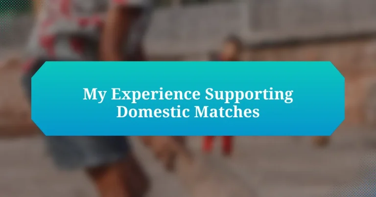 My Experience Supporting Domestic Matches