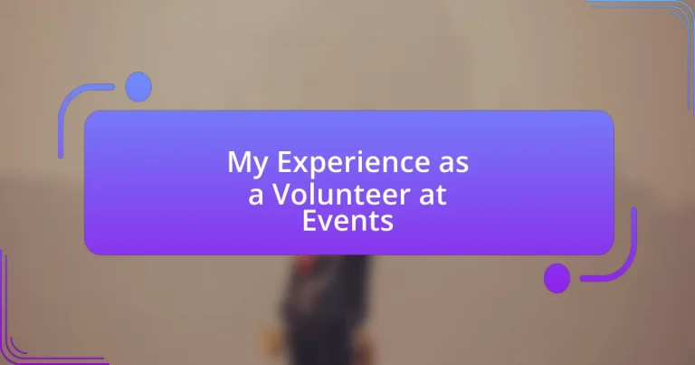 My Experience as a Volunteer at Events