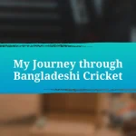 My Journey through Bangladeshi Cricket