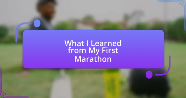 What I Learned from My First Marathon