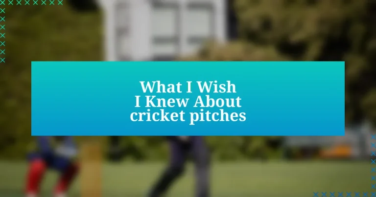 What I Wish I Knew About cricket pitches