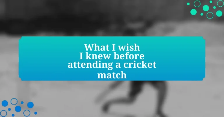 What I wish I knew before attending a cricket match