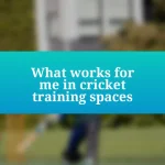 What works for me in cricket training spaces