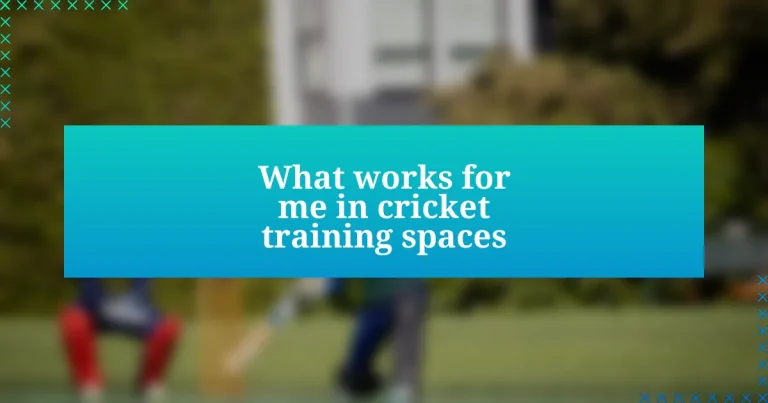 What works for me in cricket training spaces