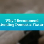 Why I Recommend Attending Domestic Fixtures