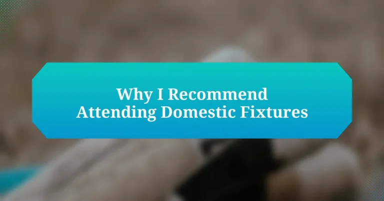 Why I Recommend Attending Domestic Fixtures