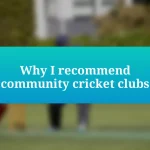 Why I recommend community cricket clubs