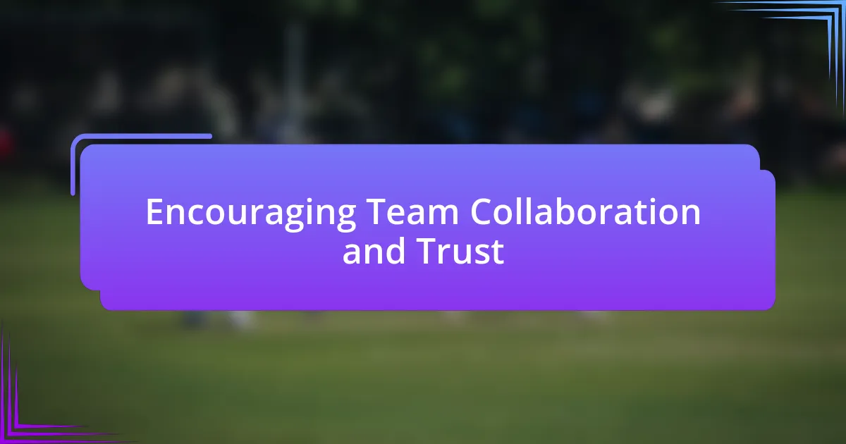 Encouraging Team Collaboration and Trust