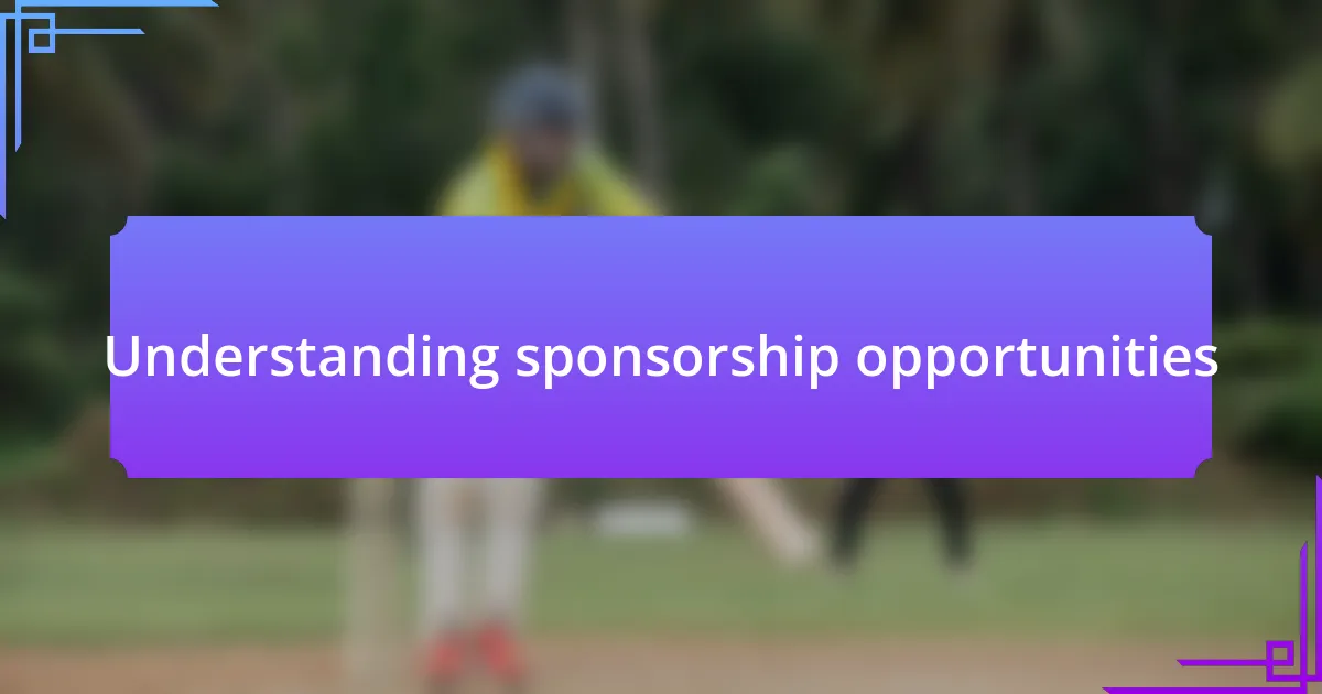 Understanding sponsorship opportunities