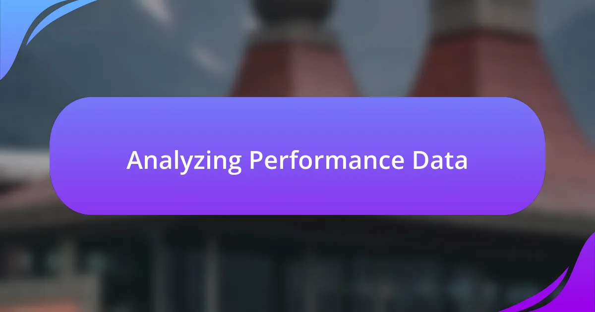 Analyzing Performance Data