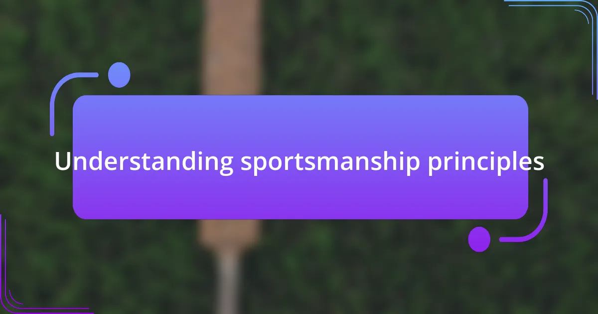 Understanding sportsmanship principles