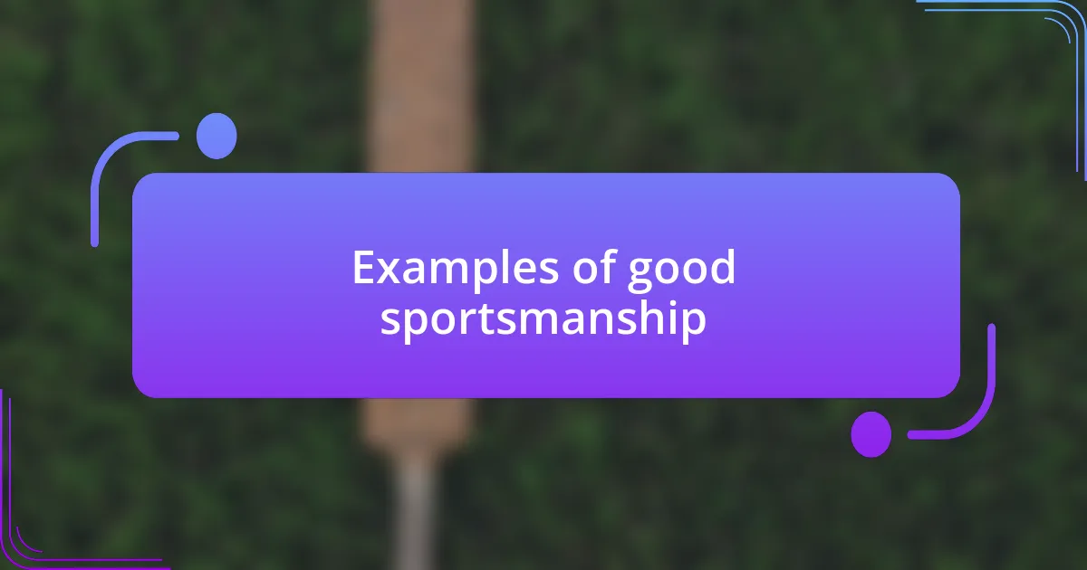 Examples of good sportsmanship